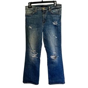 Flying Monkey Size 29 Midrise Distressed Bootcut Jeans Medium Wash cowboy grunge